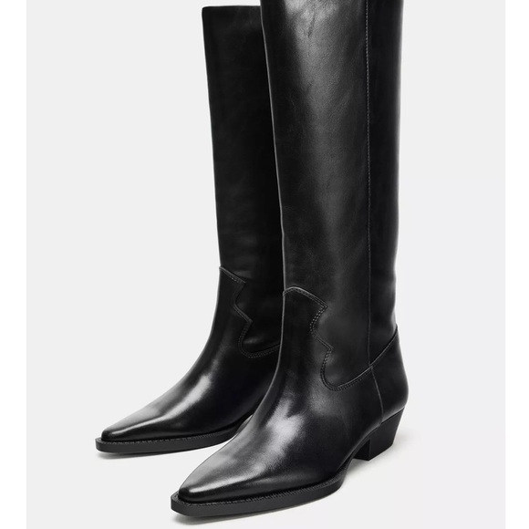 Zara Shoes - Zara Black Flat Cowboy Boots